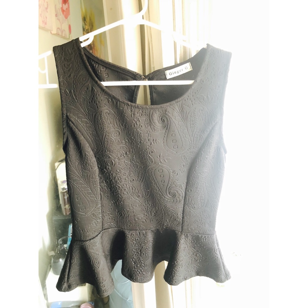 Black peplum tank top